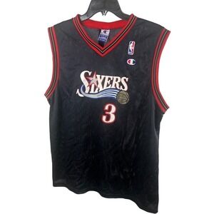 Champion Allen Iverson Sixers NBA Jersey #3 Basketball Black Youth Size XL 18-20